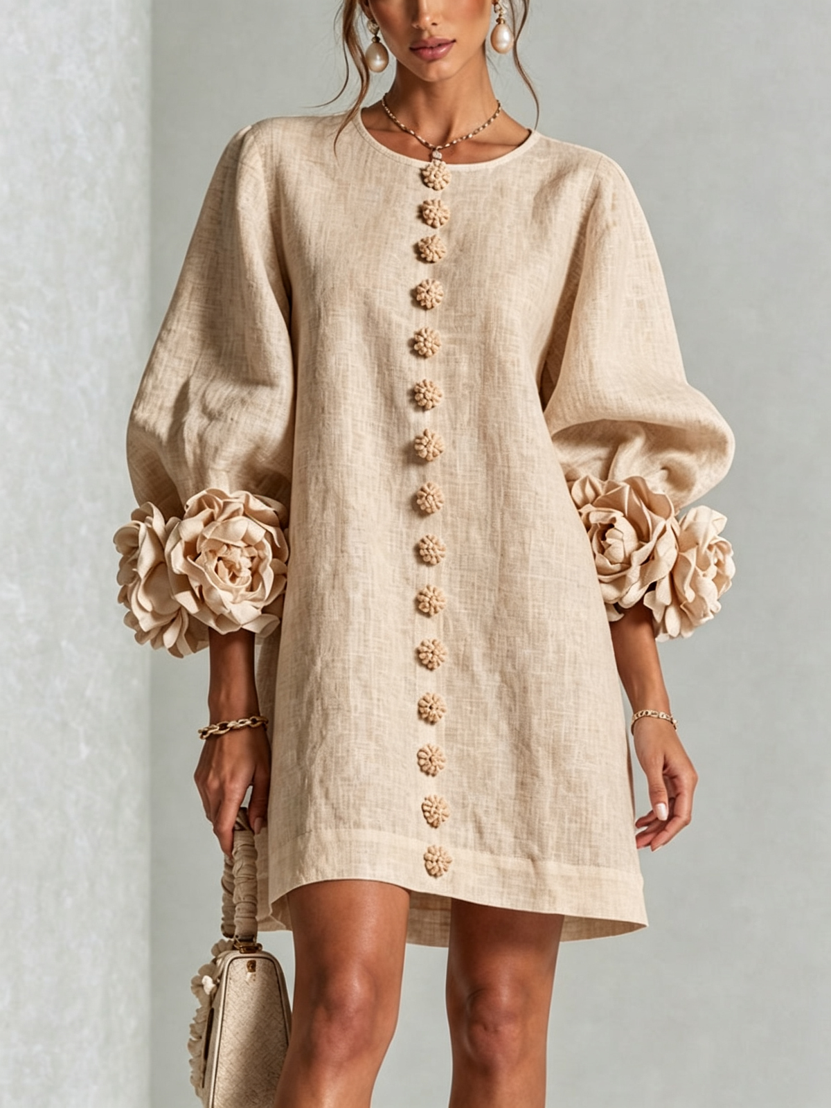Mireille | Elegant Sculpted Cuff Mini Dress