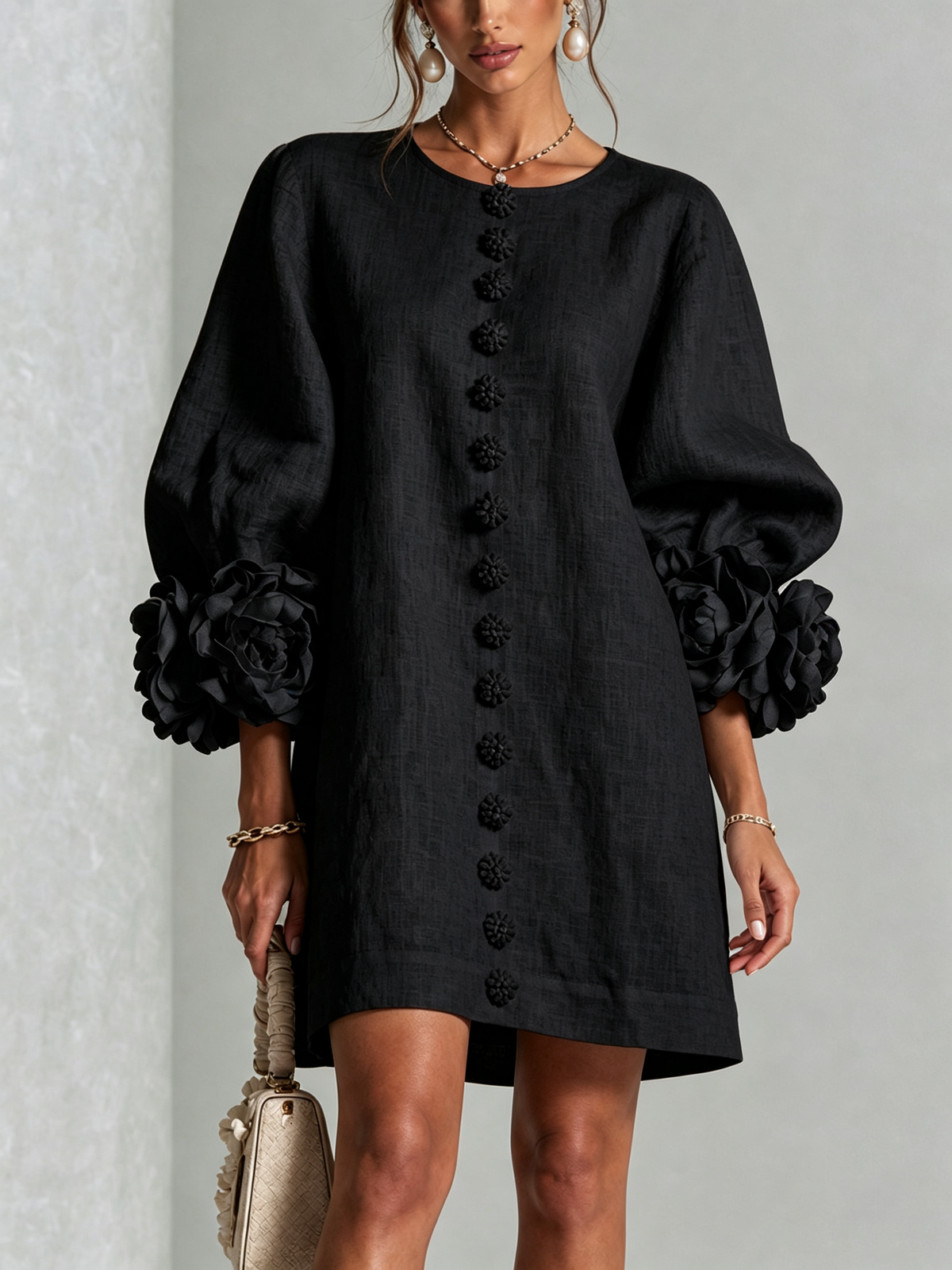 Mireille | Elegant Sculpted Cuff Mini Dress