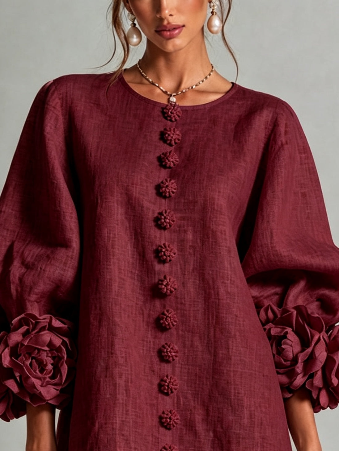 Rosamund | Flowing Rosette Cuff Mini Dress