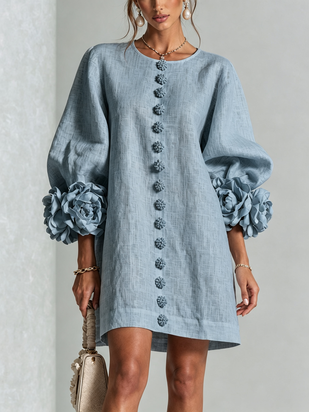 Mireille | Elegant Sculpted Cuff Mini Dress