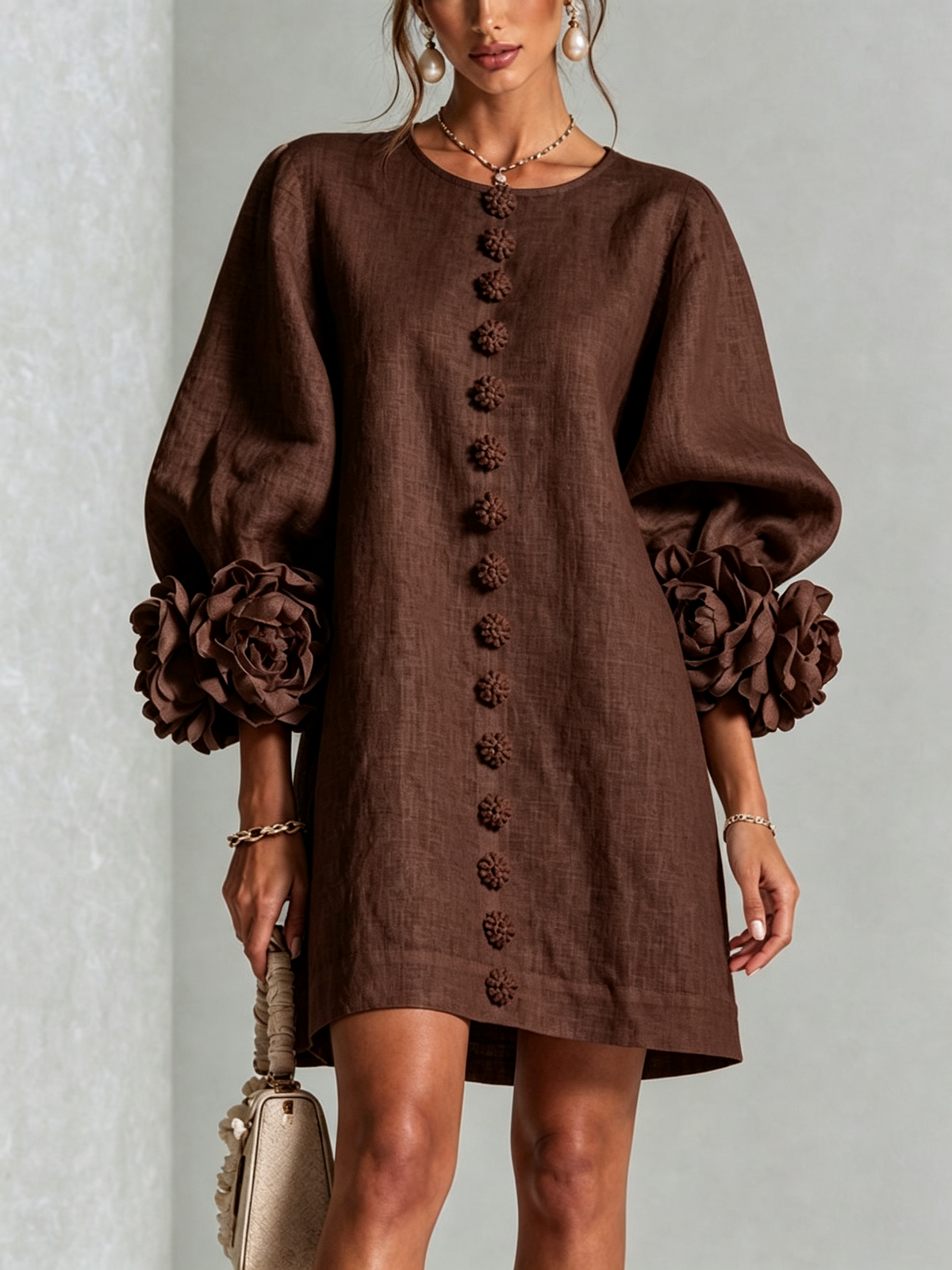 Mireille | Elegant Sculpted Cuff Mini Dress