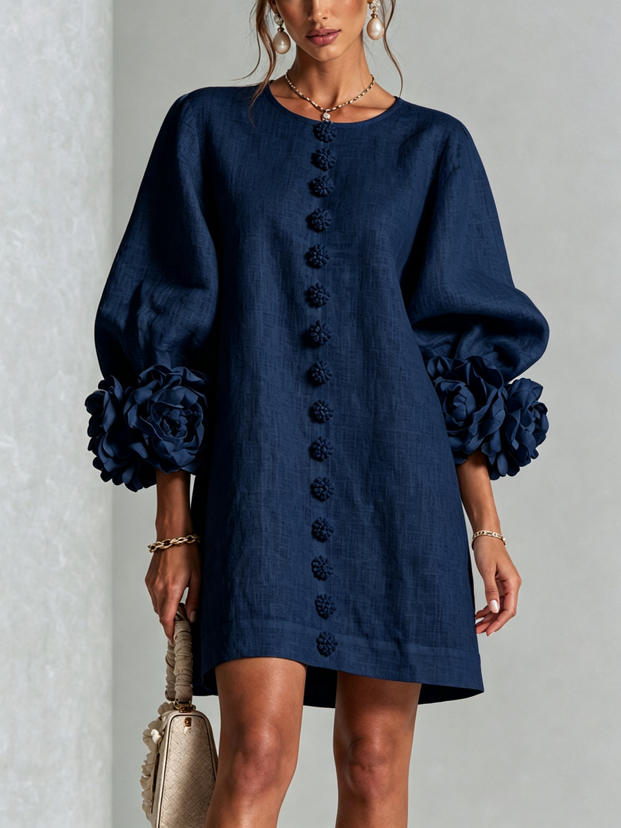 Sybil | Elegant Rosette Cuff Dress