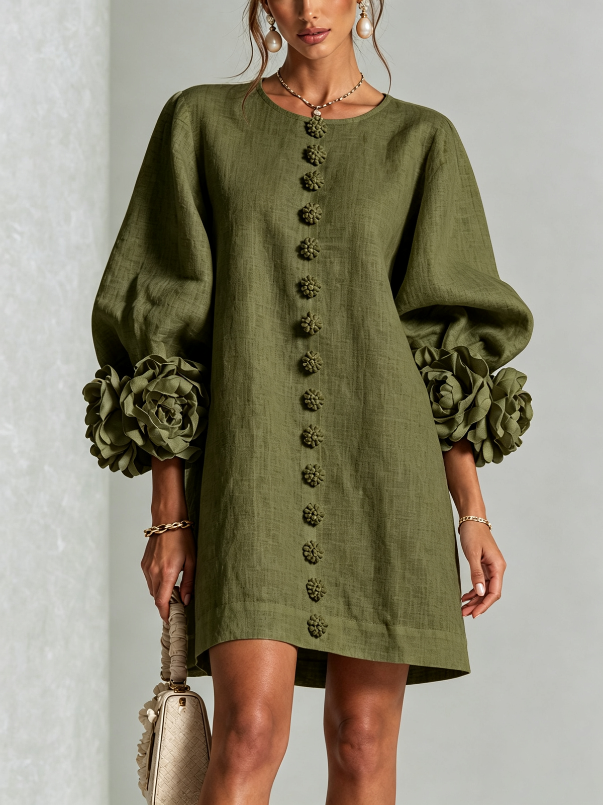 Mireille | Elegant Sculpted Cuff Mini Dress