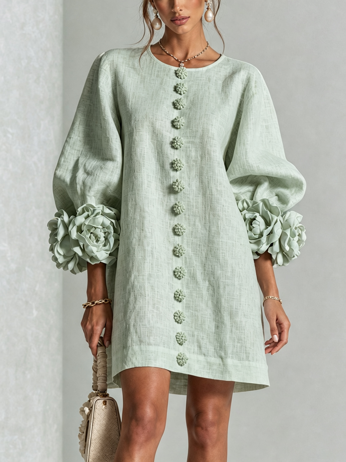 Mireille | Elegant Sculpted Cuff Mini Dress