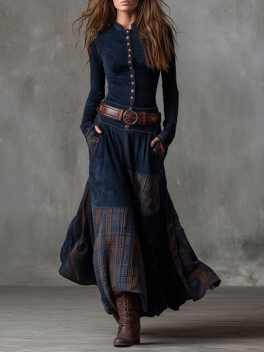 Corinna | Patchwork Belted Maxi Dress