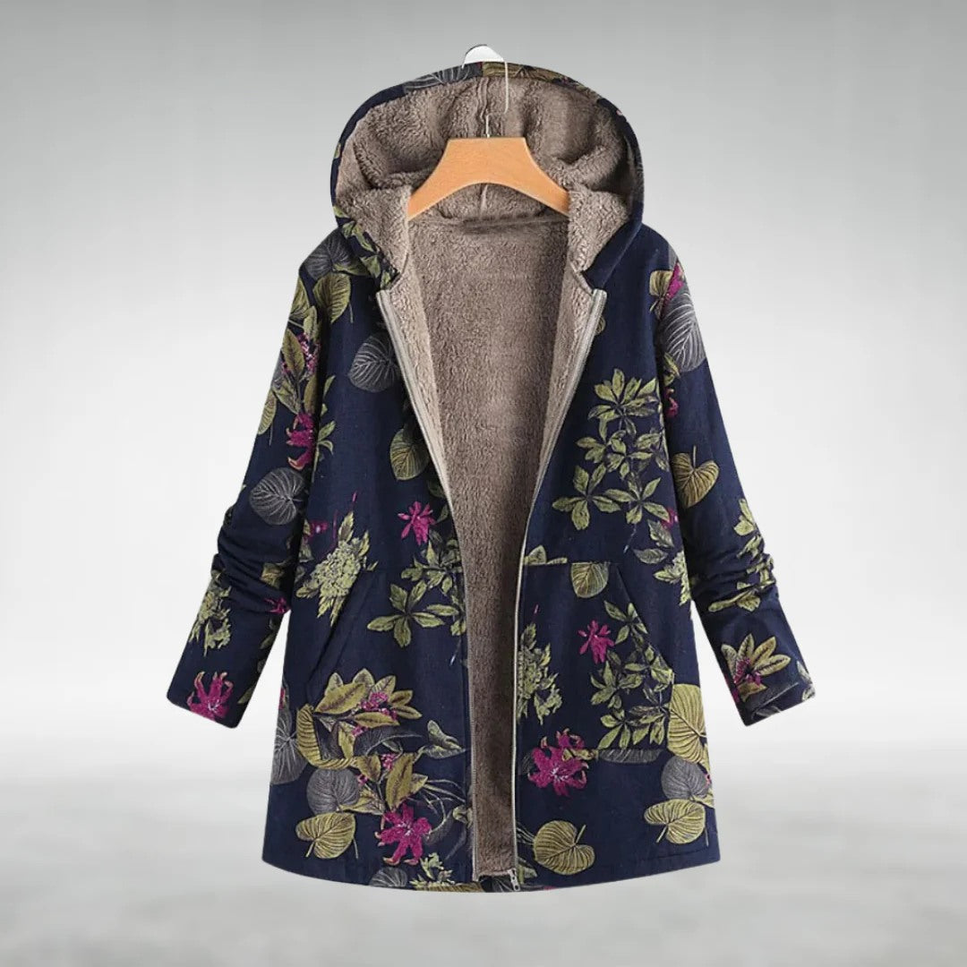 Malvina | Soft Botanical Print Hooded Jacket