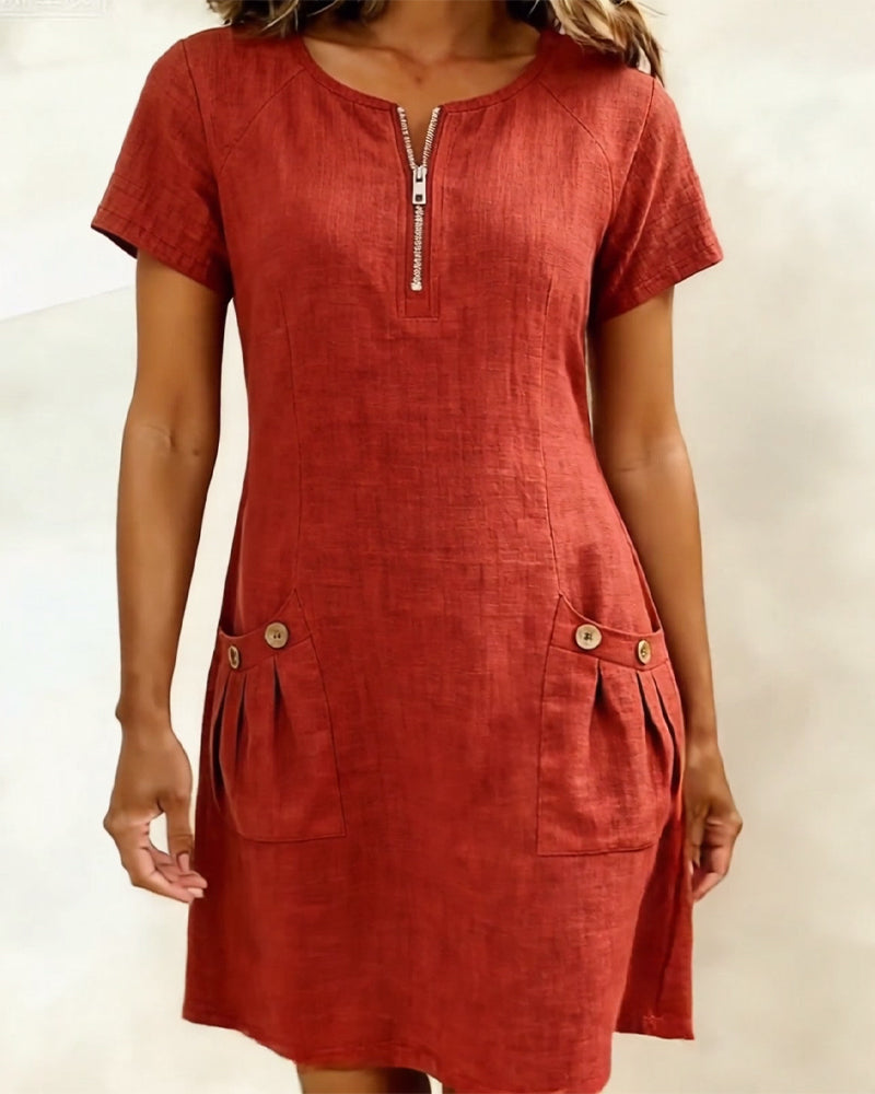 Aisley | Cotton Dress with Zip Closure