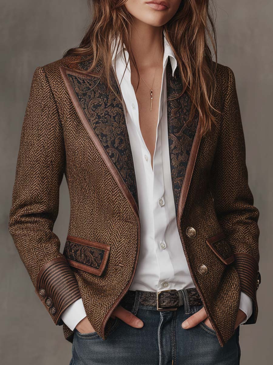 Honor | Elegant Chevron Panel Blazer