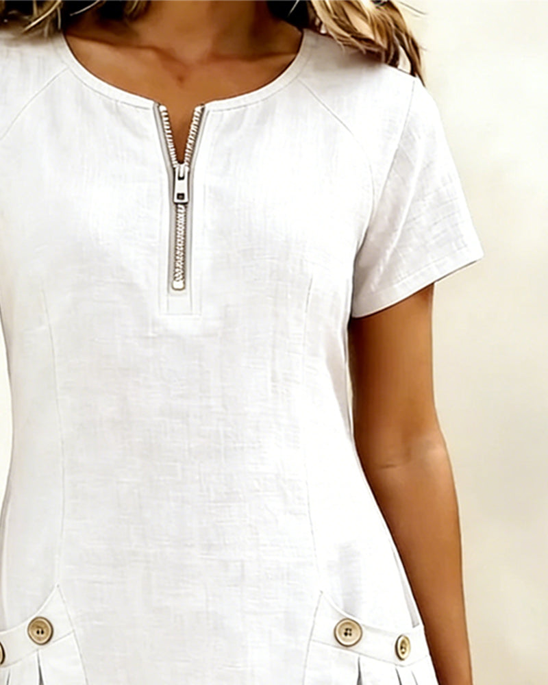 Aisley | Cotton Dress with Zip Closure