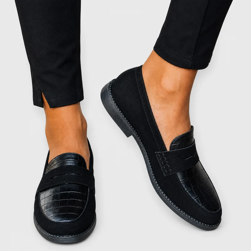 Yara | Effortless Textured Toe Penny Loafers