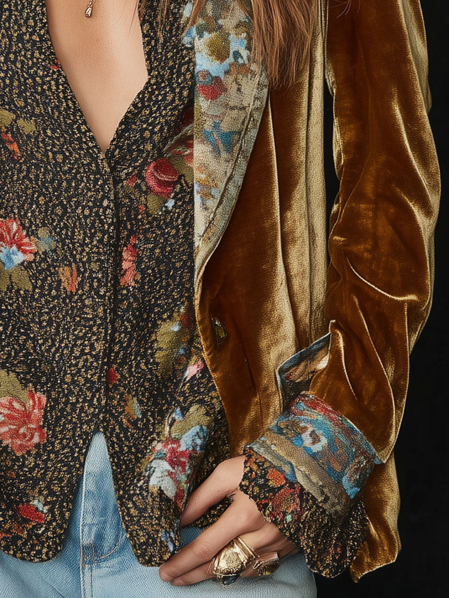 Annabel | Patchwork Print Lapel Blazer
