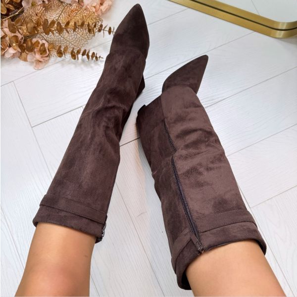 Marguerite | Fold Over Wedge Knee High Boots