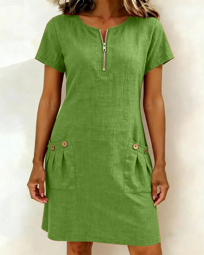 Aisley | Cotton Dress with Zip Closure