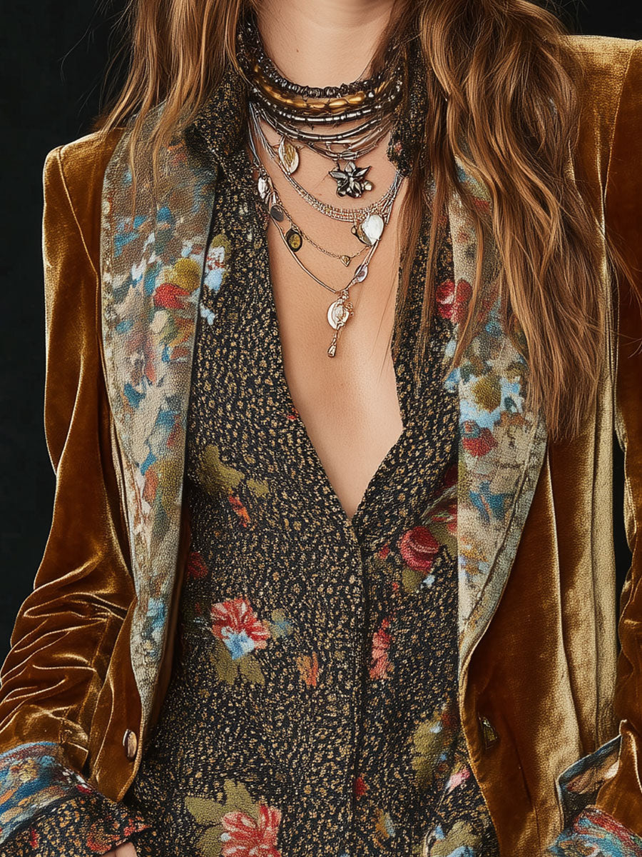 Annabel | Patchwork Print Lapel Blazer