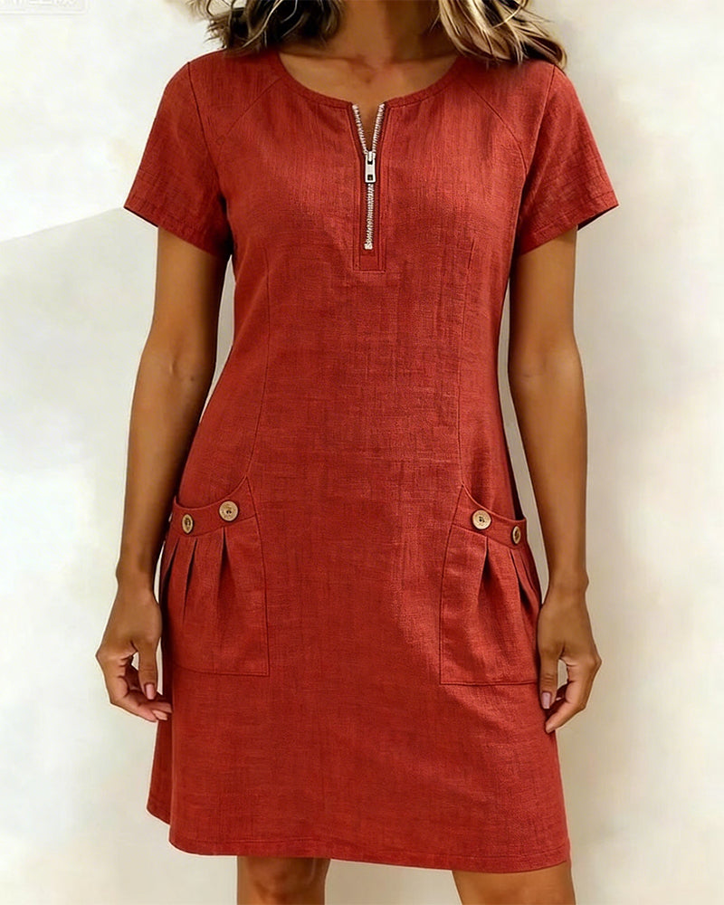 Aisley | Cotton Dress with Zip Closure
