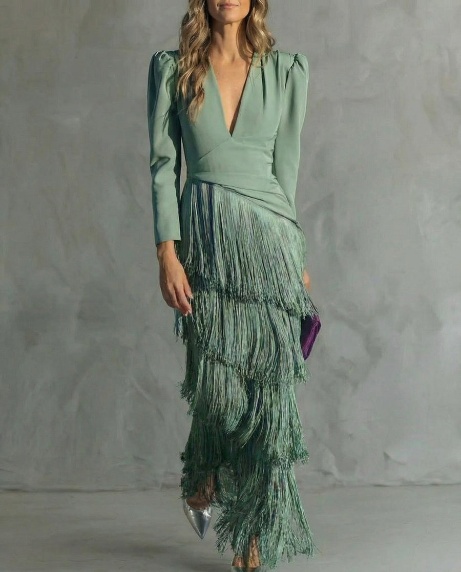 Adelaide | Elegant Fringe Maxi Dress