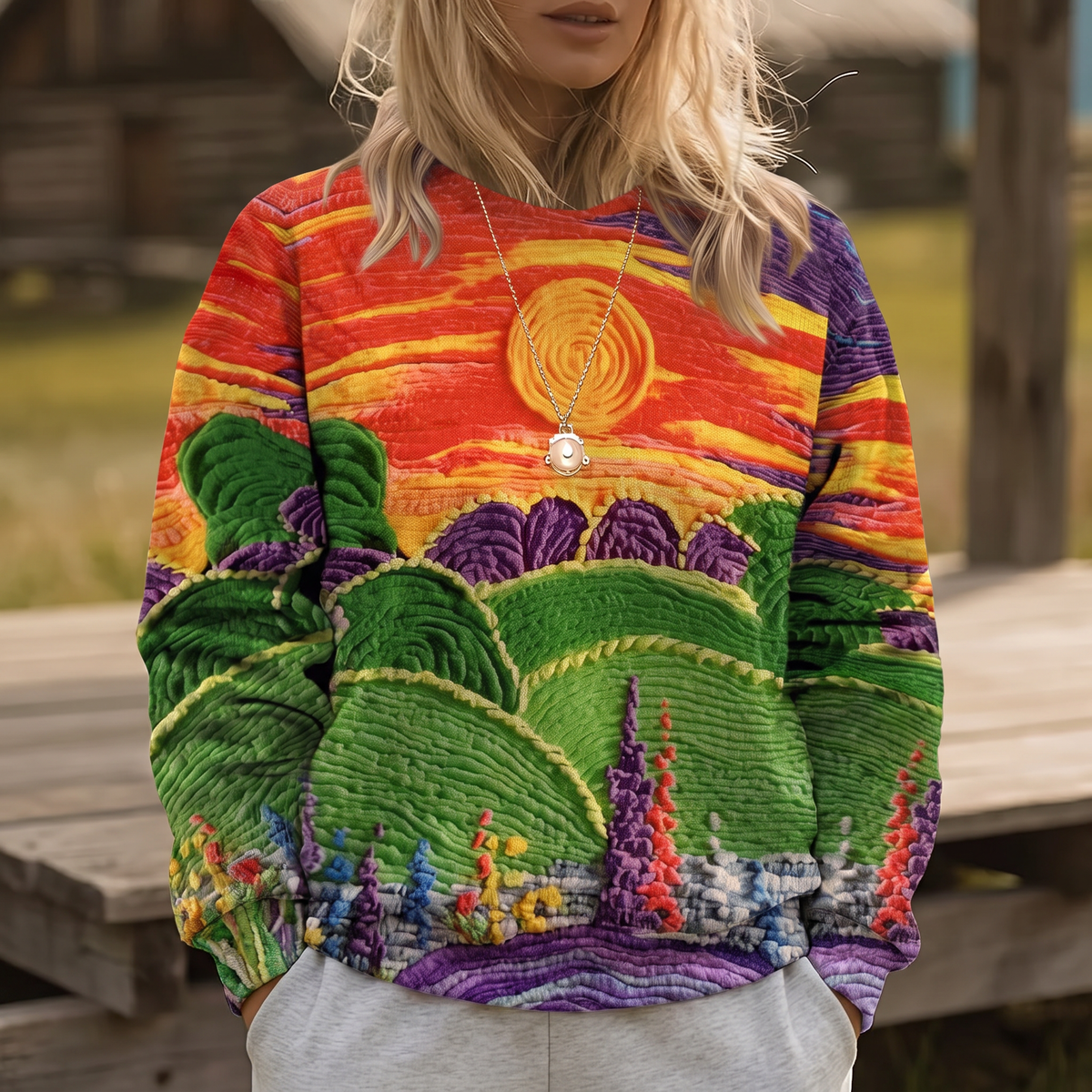 Liesel | Relaxed Landscape Print Sweater