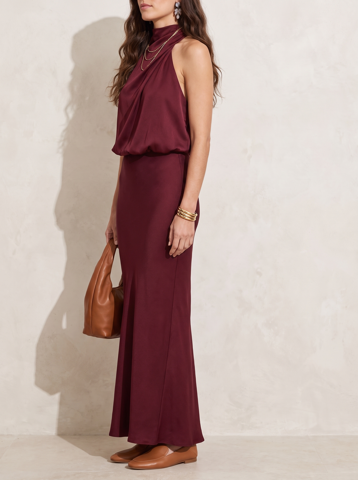 Nopal | Draped Neck Midi Dress