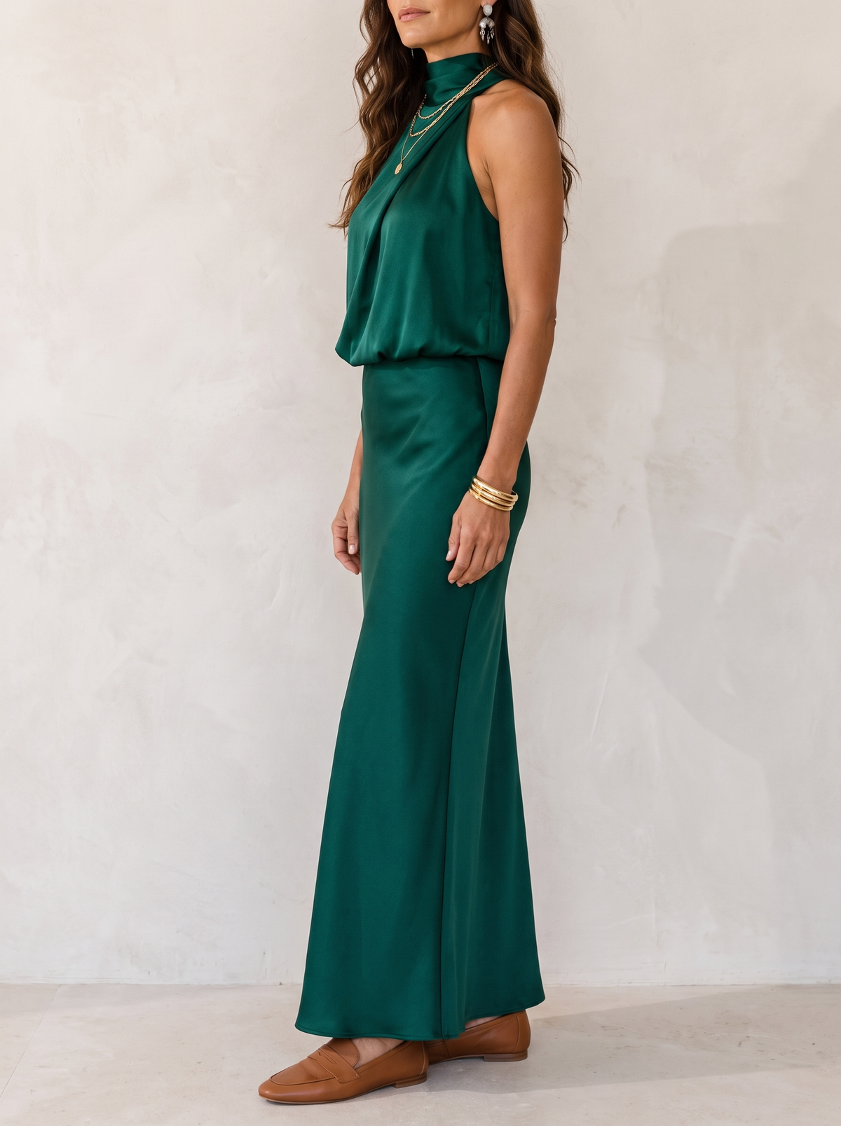Nopal | Draped Neck Midi Dress