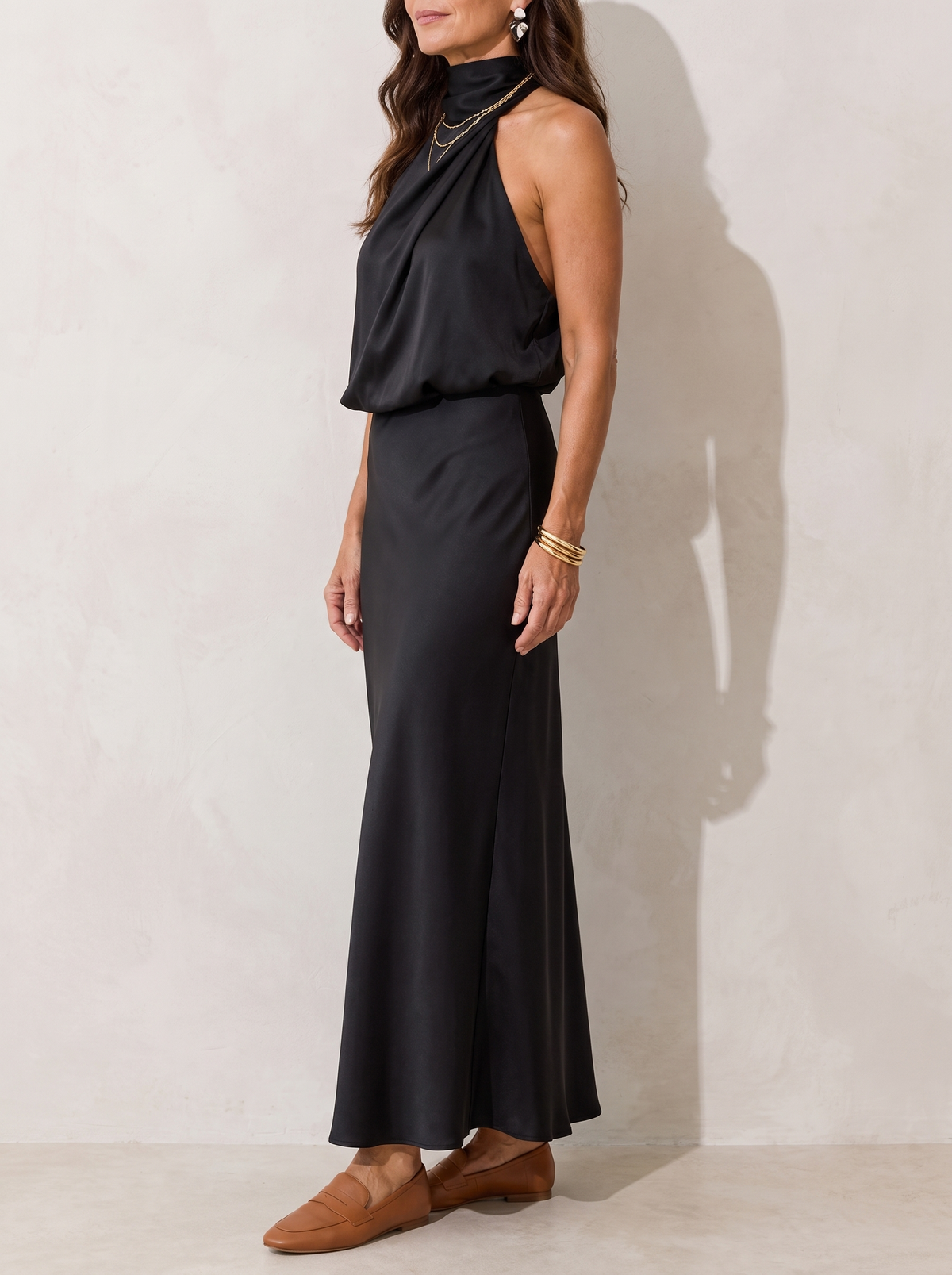 Nopal | Draped Neck Midi Dress