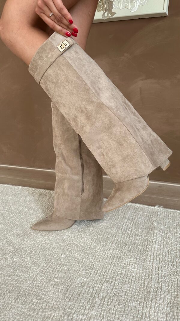 Marguerite | Fold Over Wedge Knee High Boots