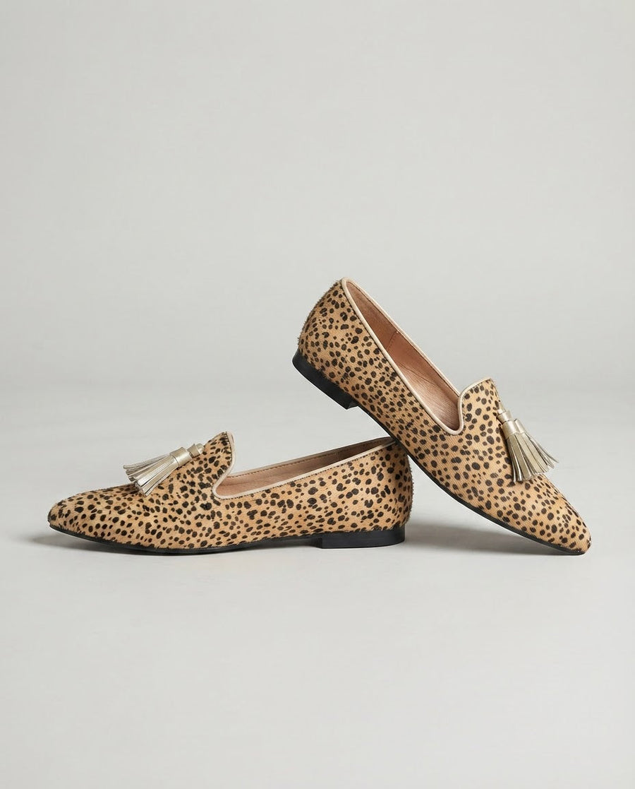 Zara | Cheetah Print Gold Tassel Loafers