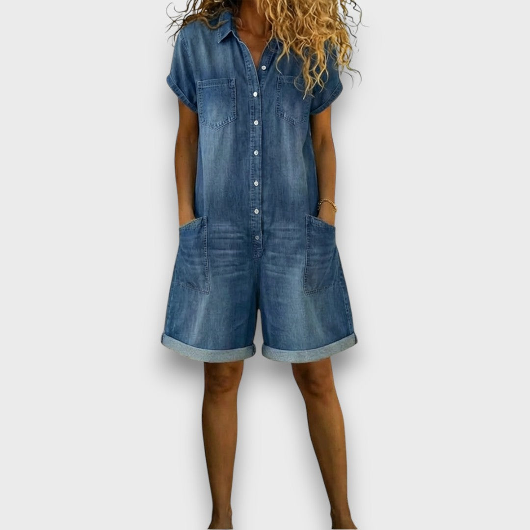 Joan | Vintage Short Denim Look Romper