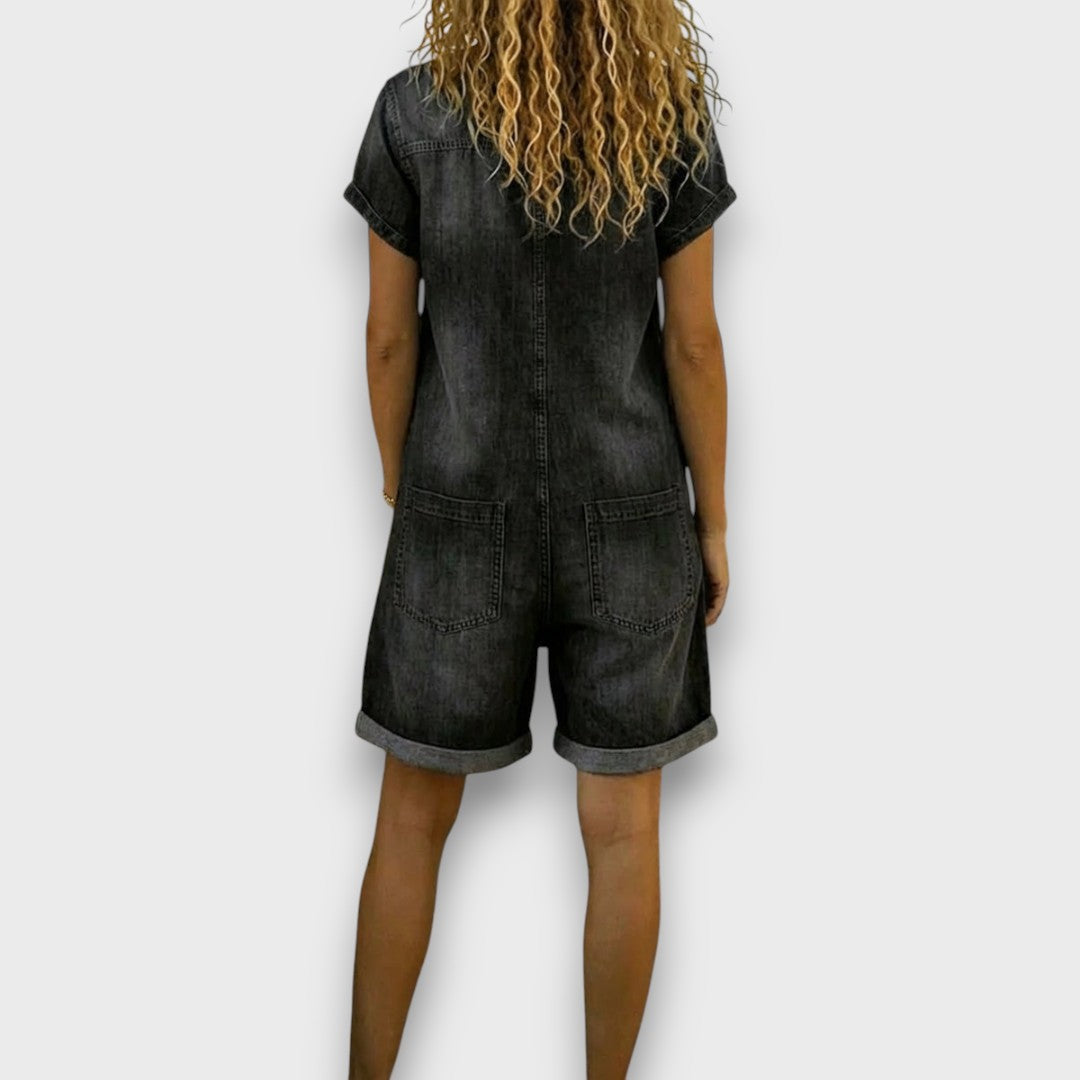 Joan | Vintage Short Denim Look Romper