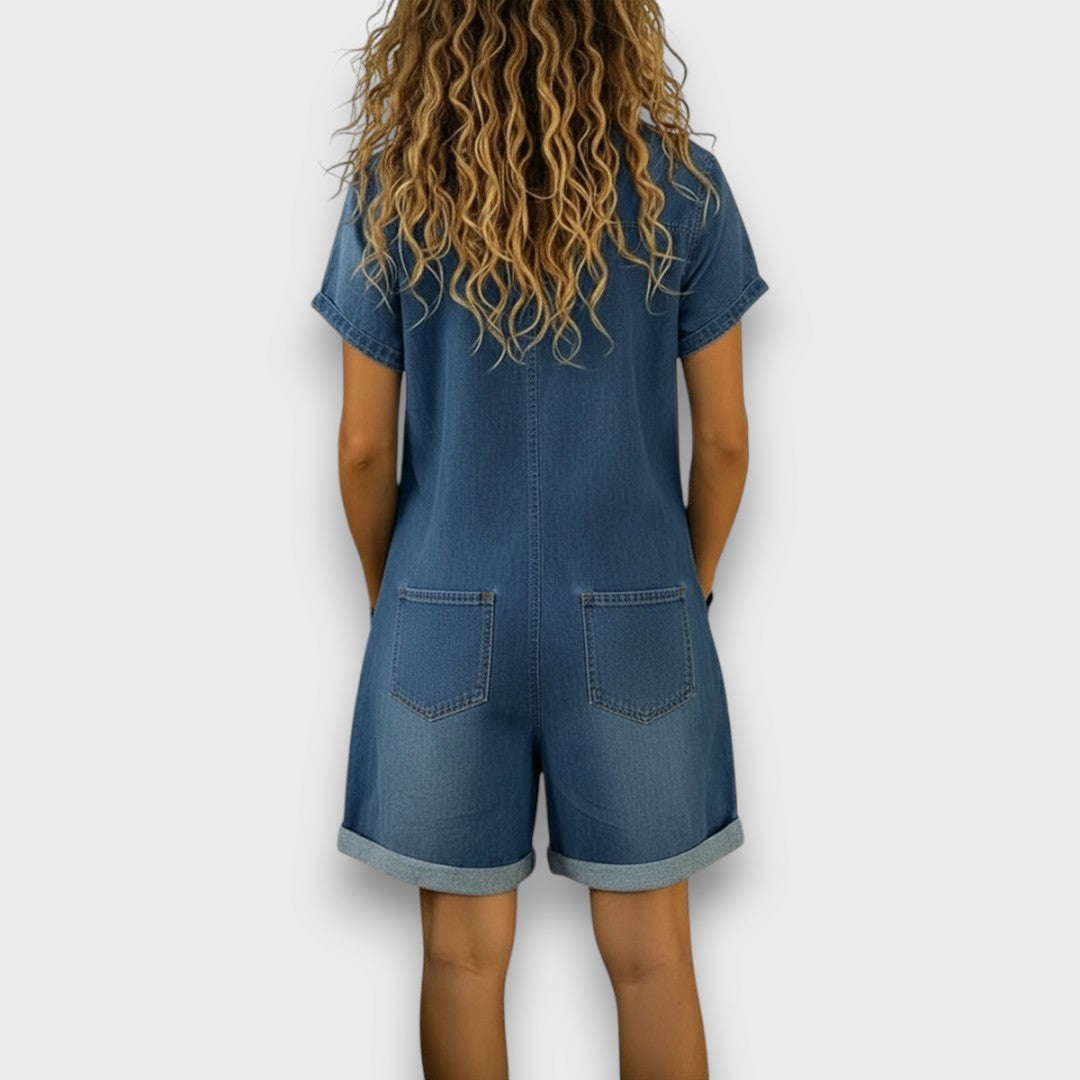 Joan | Vintage Short Denim Look Romper