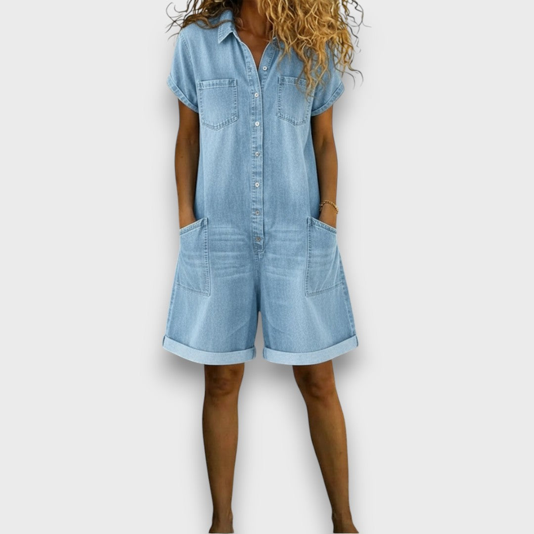 Joan | Vintage Short Denim Look Romper