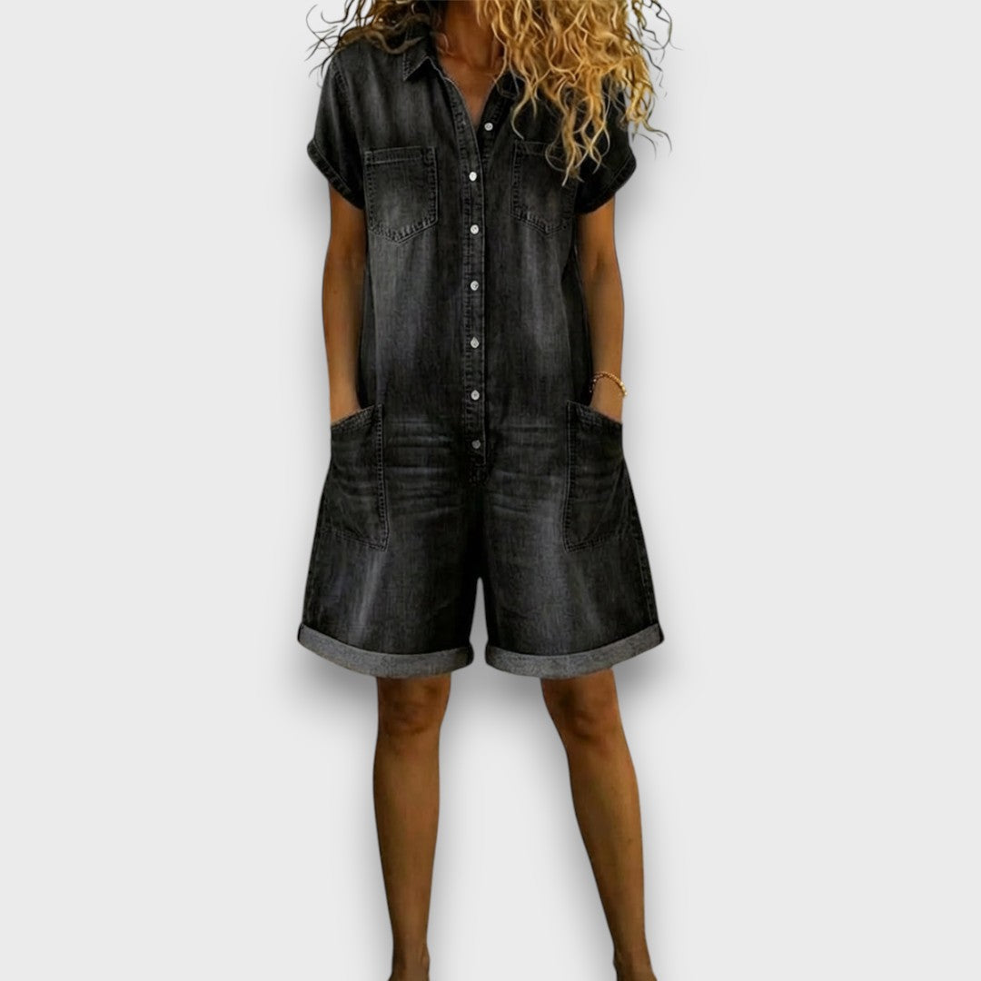 Joan | Vintage Short Denim Look Romper